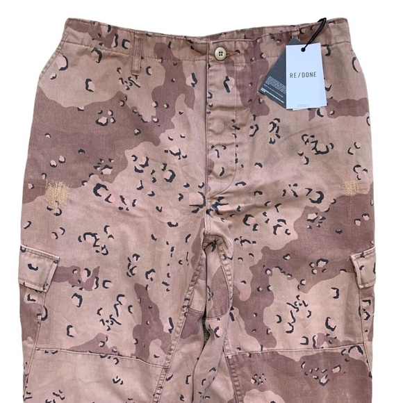 RE/DONE Brown/Tan NWT camouflage up-cycled cargo trousers Factory Distressed - Picture 13 of 16